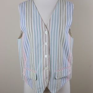 Lizsport Multi-Stripe Vest 5 Button Size Large